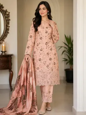3 Pcs Women's Unstitched Printed Suit