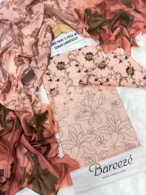 3 Pcs Women's Unstitched Printed Suit thumbnail 2