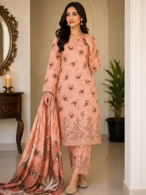 3 Pcs Women's Unstitched Printed Suit