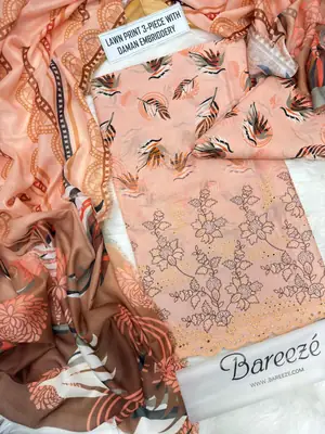 3 Pcs Women's Unstitched Printed Suit thumbnail 2