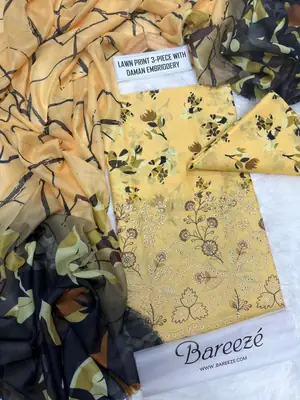 3 Pcs Women's Unstitched Printed Suit thumbnail 2