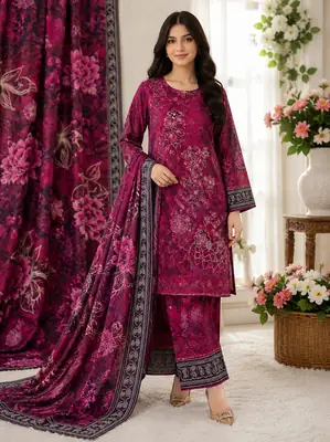 3 Pcs Women's Unstitched Printed Suit