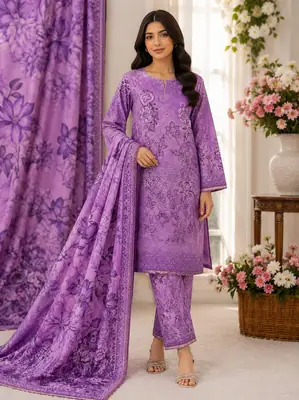 3 Pcs Women's Unstitched Printed Suit