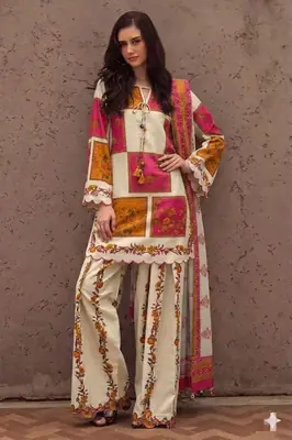 3 Pcs Women's Unstitched Printed Suit
