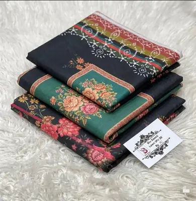 3 Pcs Women's Unstitched Printed Suit thumbnail 2