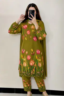 3 Pcs Women's Unstitched Printed Suit