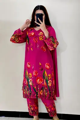 3 Pcs Women's Unstitched Printed Suit