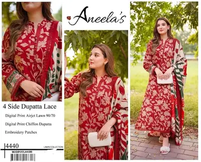 3 Pcs Women's Unstitched Printed Suit