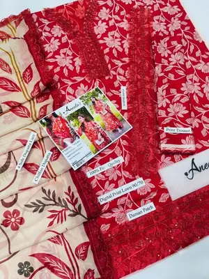 3 Pcs Women's Unstitched Printed Suit thumbnail 2