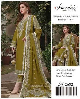 3 Pcs Women's Unstitched Embroidered Suit