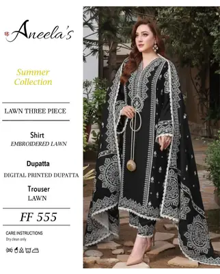 3 Pcs Women's Unstitched Embroidered Suit