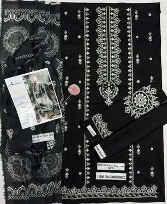3 Pcs Women's Unstitched Embroidered Suit thumbnail 2