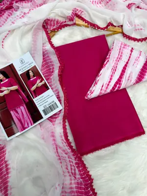 3 Pcs Women's Unstitched Dyed Suit thumbnail 2