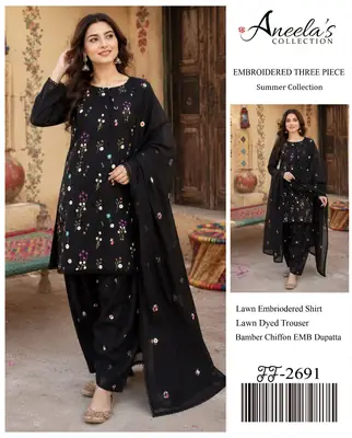 3 Pcs Women's Unstitched Embroidered Suit