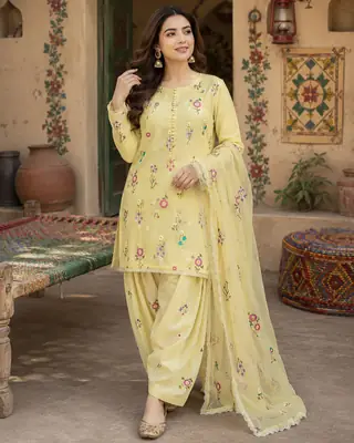 3 Pcs Women's Unstitched Embroidered Suit thumbnail 2