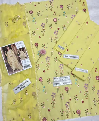 3 Pcs Women's Unstitched Embroidered Suit thumbnail 3