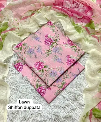 3 Pcs Women's Unstitched Printed Suit