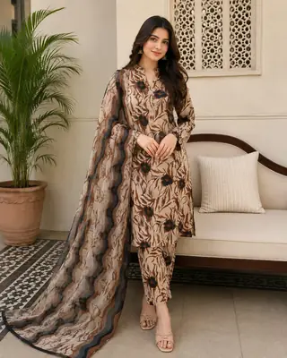 3 Pcs Women's Unstitched Printed Suit thumbnail 2