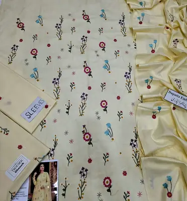 3 Pcs Women's Unstitched Embroidered Suit thumbnail 3