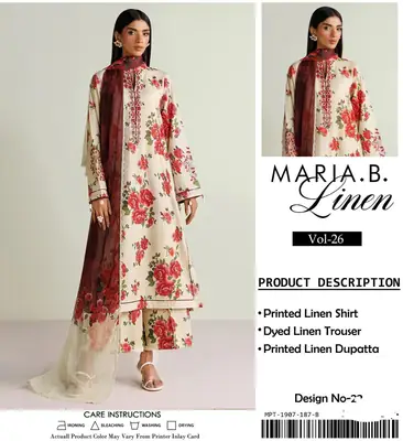 3 Pcs Women's Unstitched Digital Print Suit