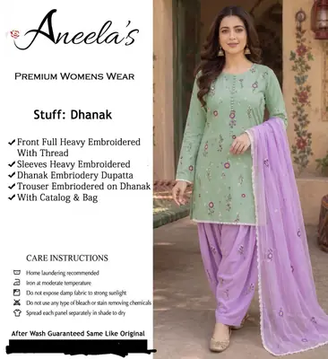 3 Pcs Women's Unstitched Embroidered Suit