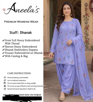 3 Pcs Women's Unstitched Embroidered Suit
