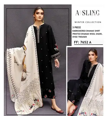 3 Pcs Women's Unstitched Embroidered Suit