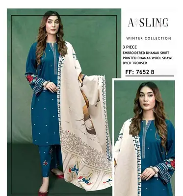 3 Pcs Women's Unstitched Embroidered Suit