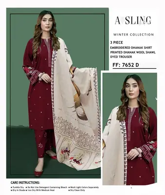 3 Pcs Women's Unstitched Embroidered Suit