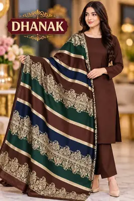 3 Pcs Women's Unstitched Plain Suit