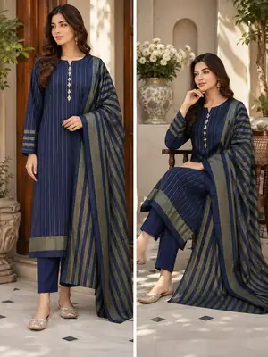 3 Pcs Women's Unstitched Printed Suit