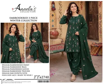 3 Pcs Women's Unstitched Embroidered Suit