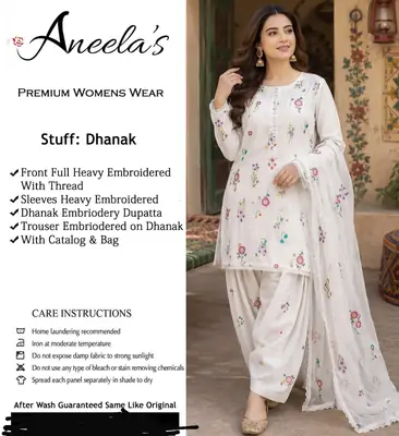 3 Pcs Women's Unstitched Embroidered Suit