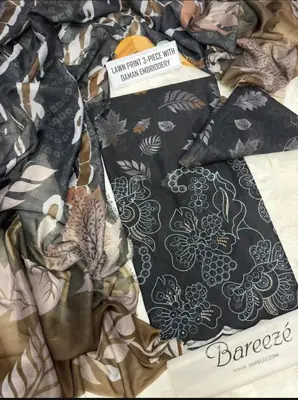 3 Pcs Women's Unstitched Printed Embroidered Suit