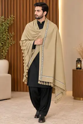 1 Pc Men's Wool Texture Shawl