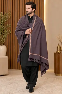 1 Pc Men's Wool Texture Shawl