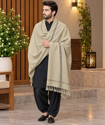 1 Pc Men's Wool Texture Shawl