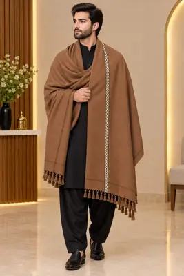 1 Pc Men's Wool Texture Shawl