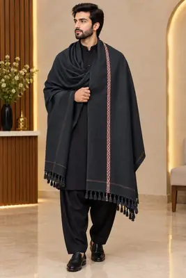 1 Pc Men's Wool Texture Shawl