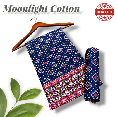 Blue Printed 2-Piece Polo Cotton Kurta Set for Women thumbnail 2