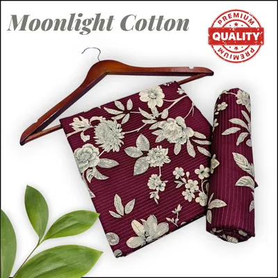 Maroon Printed 2-Piece Polo Cotton Suit for Women thumbnail 2