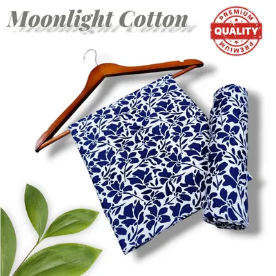 Women Blue Printed 2-Piece Unstitched Suit thumbnail 2