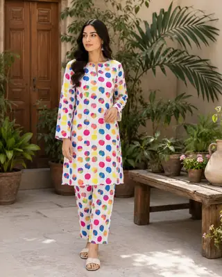 2 Pcs Women's Unstitched Printed Suit thumbnail 2