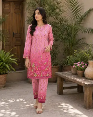 2 Pcs Women's Unstitched Printed Suit