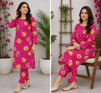 2 Pcs Women's Unstitched Printed Suit