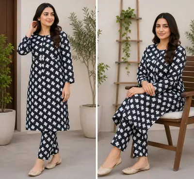 2 Pcs Women's Unstitched Printed Suit