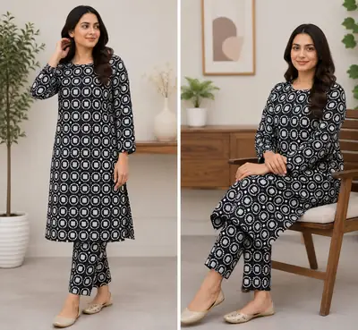 2 Pcs Women's Unstitched Printed Suit