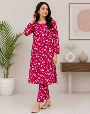 2 Pcs Women's Unstitched Printed Suit