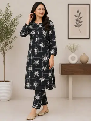 2 Pcs Women's Unstitched Printed Suit