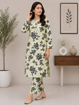 2 Pcs Women's Unstitched Printed Suit